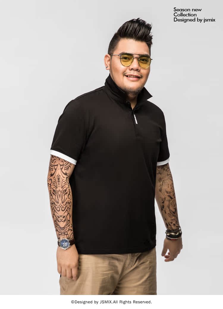 Fat hành tinh lớn mã thương hiệu quần áo nam cộng với phân bón để tăng chất béo đen béo người béo POLO áo hè thời trang nam áo polo đồng phục