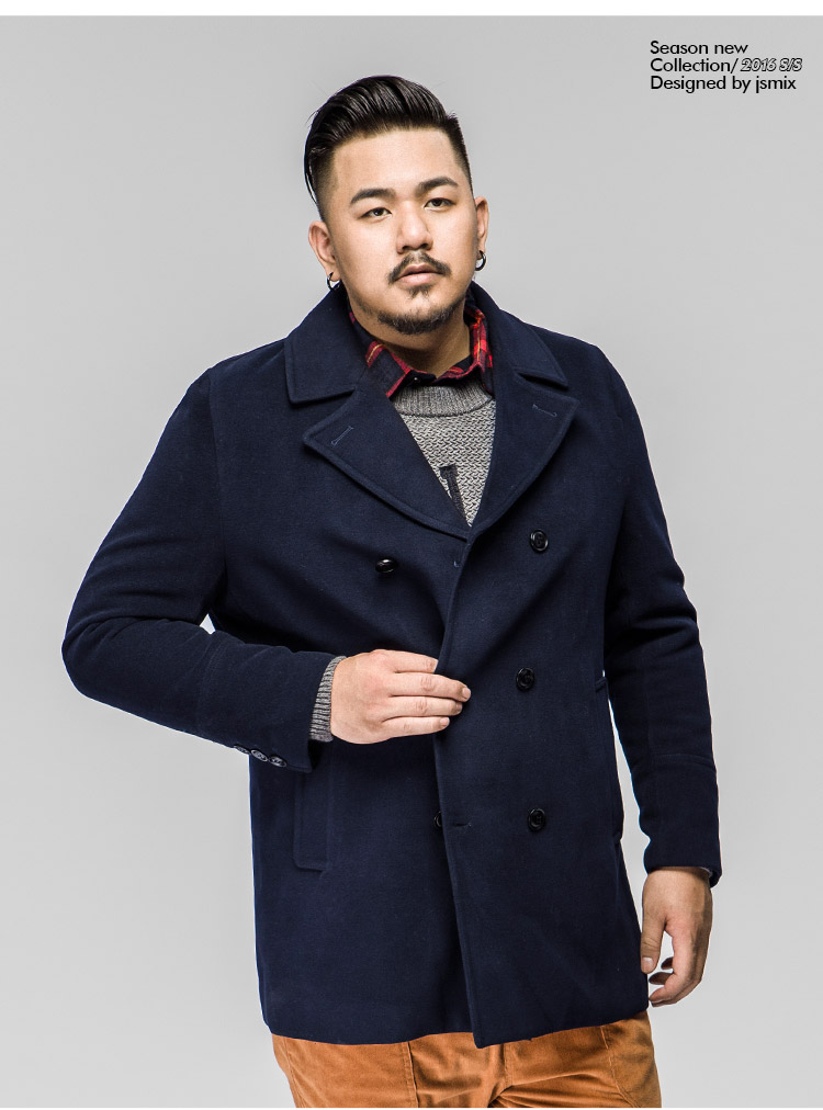 JSMIX kích thước lớn nam giới cộng với phân bón để tăng chất béo áo dài phần lông cừu áo đôi ngực áo rét nam