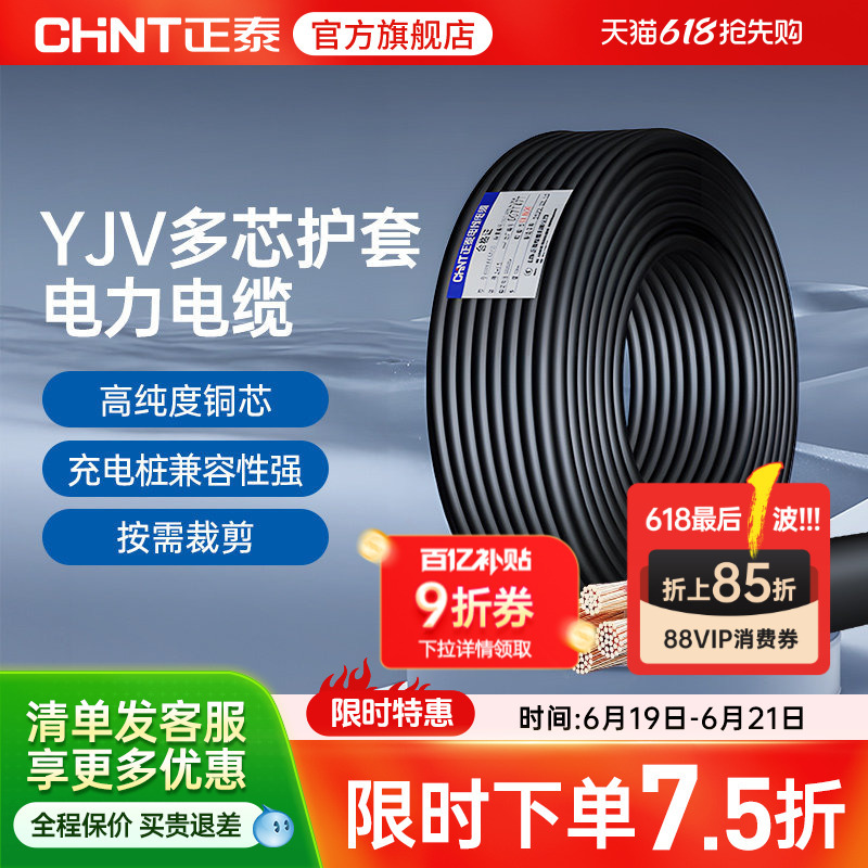 Chint Cable Yjv0.6/1Kv Engineering National Standard Cable Copper Core Power Line Outdoor Line Charging Pile 1m Chint Cable Yjv0.6/1Kv Engineering National Standard Cable Copper Core Power Line Outdoor Line Charging Pile 1m