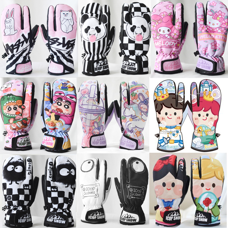 Icop New Three-Finger Snowboard Gloves, Warm and Thickened, Windproof, Non-Slip, Waterproof and Wear-Resistant Gloves for Men and Women H087