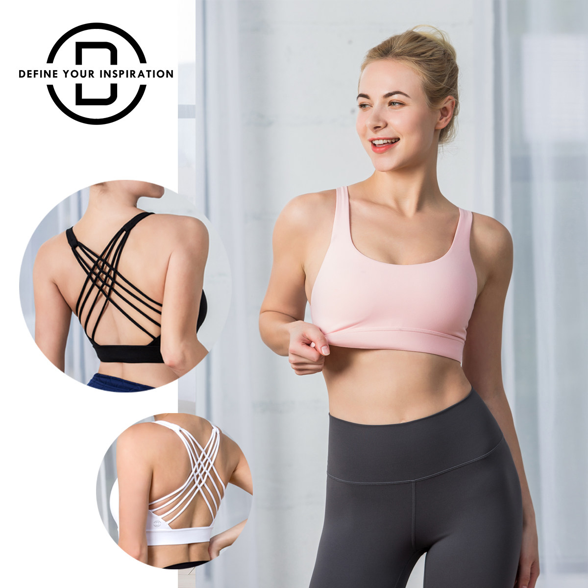 American DYI New Lady Sports Underwear Chest Coat Yoga Sports Fitness Beauty Back Design Moderate Support