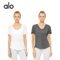  Alo yoga summer thin yoga fitness loose casual short-sleeved top yoga blouse women