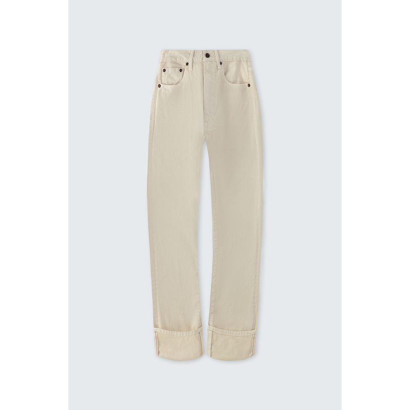Cuffed X-Bf Jean Classic Boyfriend Style Mid-Low Waist Loose Straight-Leg Cuffed Hem Red-Trimmed Jeans