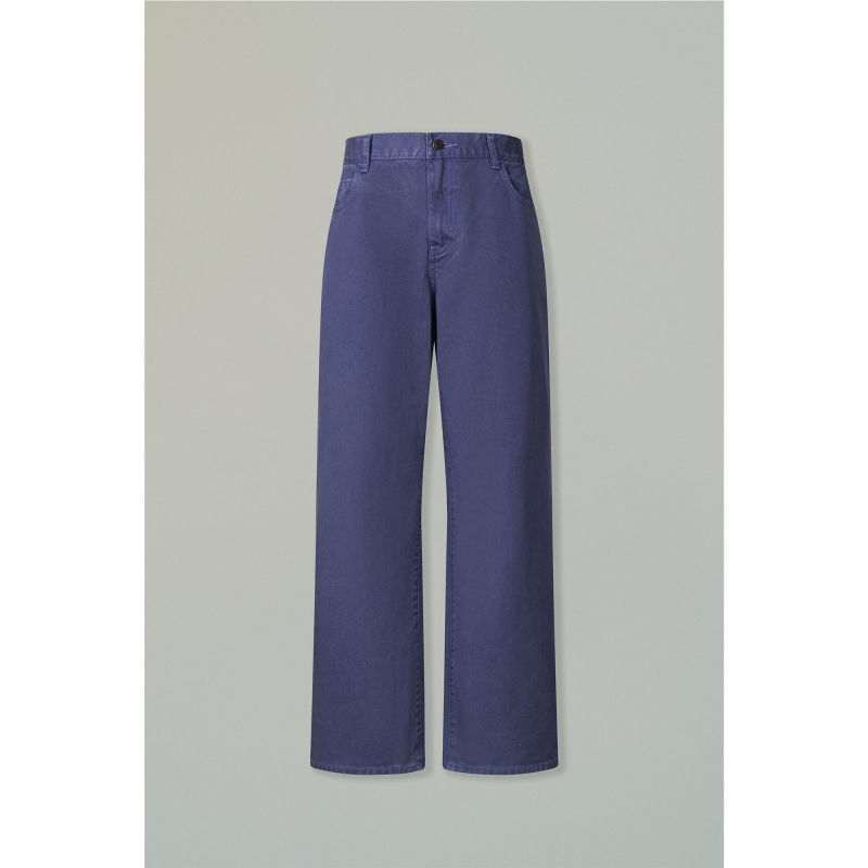 Early Autumn In-Stock Garment Wash Heavy-Duty Pre-Washed Twill French Work Blue-Purple Fashion Straight-Leg Pants