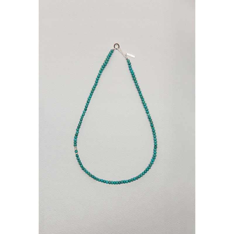 Turquoise Necklace Bohemian Style 925 Silver Beads Natural Turquoise Resin-Injected Necklace Turquoise Necklace Bohemian Style 925 Silver Beads Natural Turquoise Resin-Injected Necklace
