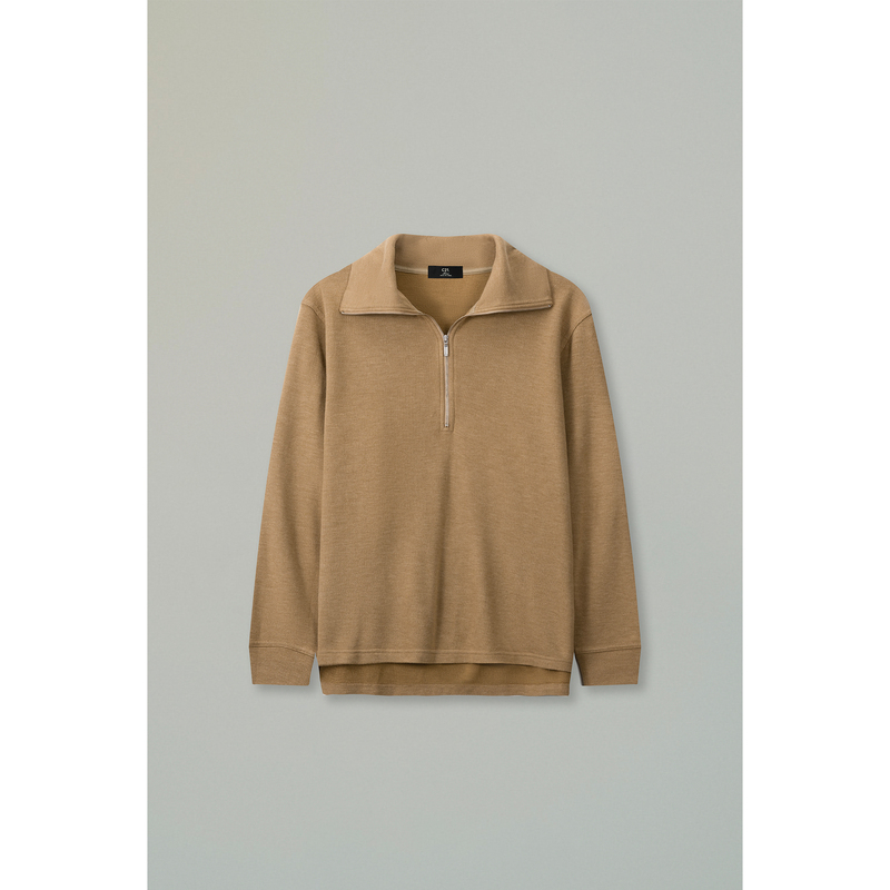 Half Zip Pullover Japanese Imported Functional Double-Sided Knitted Half-Zip Pullover
