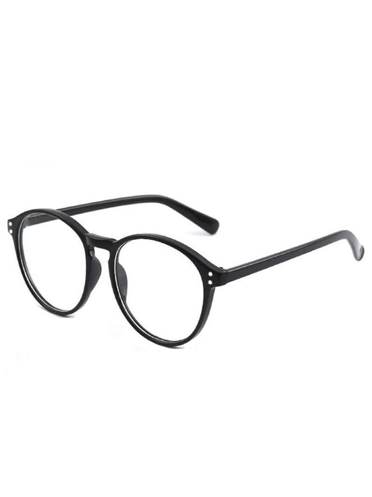 Korean-Style Retro Photochromic Glasses with Round Frames for Female Students, Anti-Blue Light, Can Be Fitted with Prescription Lenses, Natural Look, Black Frames, Eye Protection