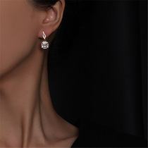 S925 silver pin micro-inlaid zircon square earrings high-grade earrings womens New Tide Korean temperament earrings