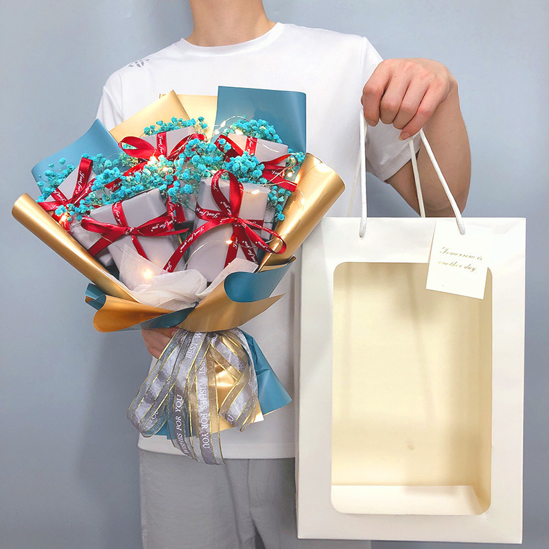 Practical ideas to send husband's baby's breath dried flowers men's scented tea smoke bouquet birthday gift boys handmade DIY