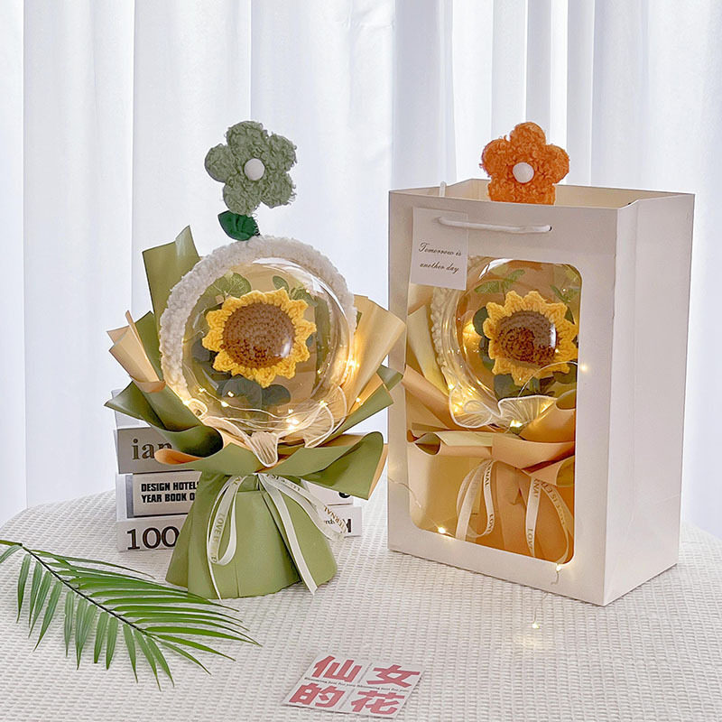 Pop Balls POP BALL FINISHED SUNFLOWER WOVEN KNITTED WOOL WIRE POPO BALL BOUQUET CREATIVE GIFT BIRTHDAY GIRL BESTIE 