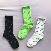 European station trend socks womens midline socks autumn and winter new cotton net red same letter candy color socks