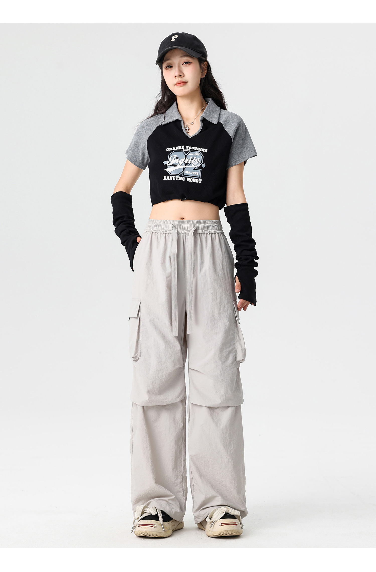 Q work unisex, couple, American straight tube parachute pants, high waist, casual, wide leg, quick drying, sport_voghion.com