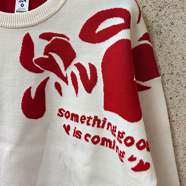 Anta Good Things Happen Sweater Loose Sweater Women's 2024 Spring Dragon Flower Wealth ເຄື່ອງນຸ່ງປີໃຫມ່ 162418711