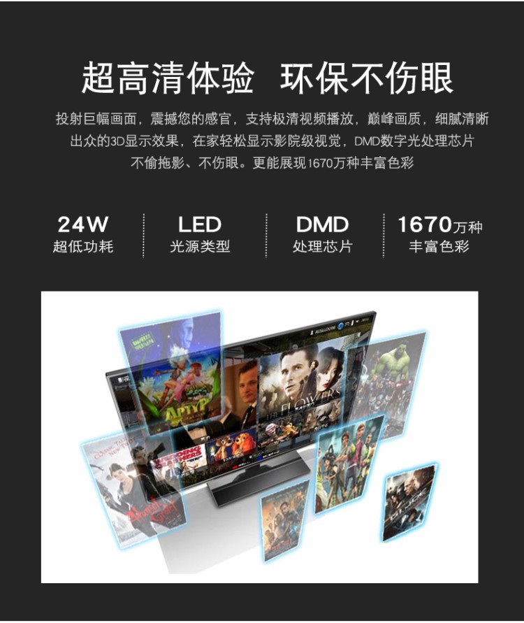 Máy chiếu gia đình Nhỏ Mini Mini 3D Rạp hát tại nhà Ký túc xá Wifi không dây Điện thoại HD