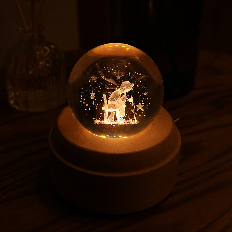 Crystal ball music box Little Prince rose music box Send girls girls girls birthday gift Wedding gift
