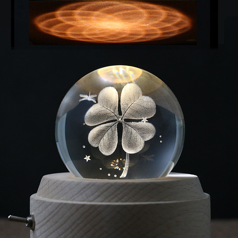 jeancard four leaf grass crystal ball music box eight music box birthday gift for girlfriend boy new year