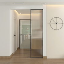 Modern minimalist stainless steel light and luxurious entry screen ultra-white Changhong glass partition living room decoration Xuanguan Handwashing table