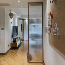 The Japanese style solid wood Changhong glass partition into the house Xuanguan wooden screen grid minimalist log white wax wood seat screen