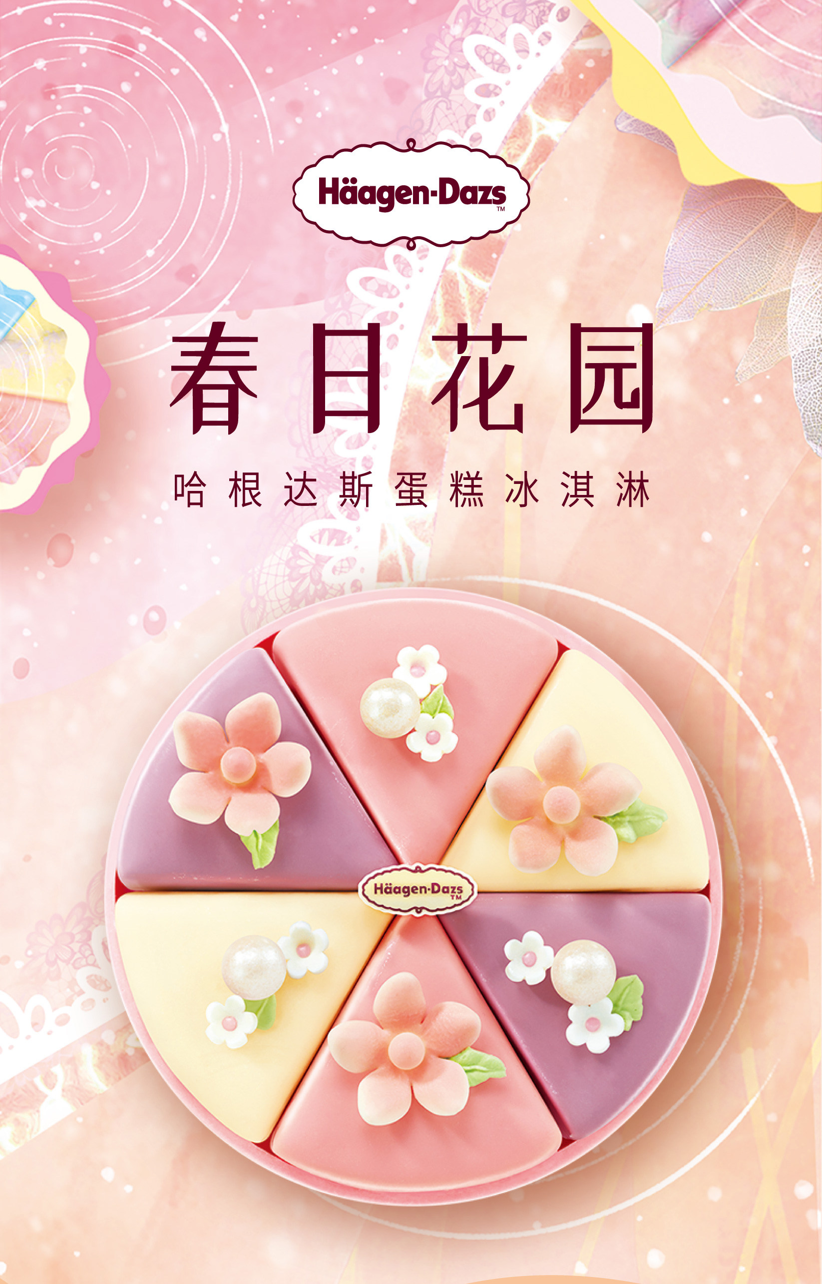 哈根达斯 春日花园 冰淇淋蛋糕 620g 图1
