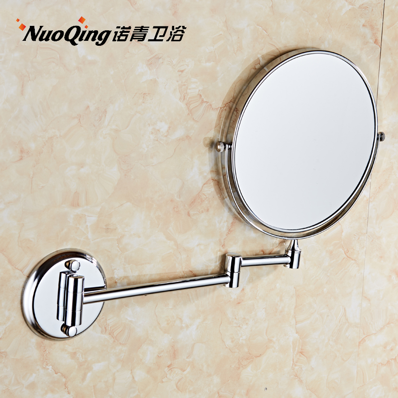 Toilet Bathroom Chrome free hole beauty Triple magnification Double-sided makeup Folding telescopic mirror Wall-mounted