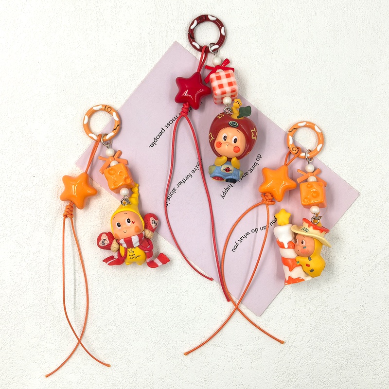 DIY Bubble Star Man Keychain Little Apple Bag Pendant Mobile Phone Decoration Car Pendant Couple Gift