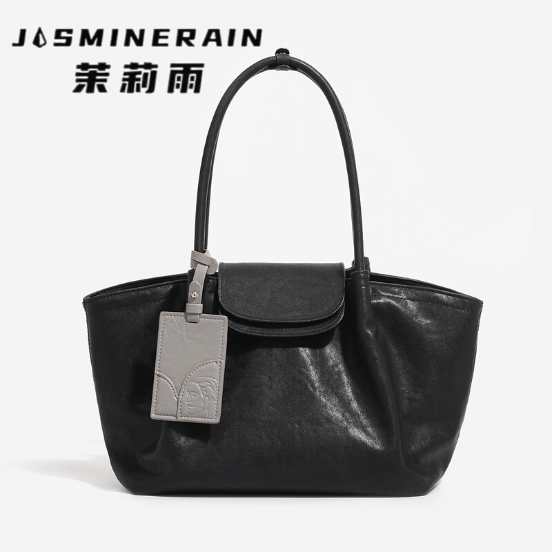 Jasmine Rain Genuine Leather Large-Capacity Tote Bag for Women 2025 New Niche Commuter Handbag Single Shoulder Large Bag