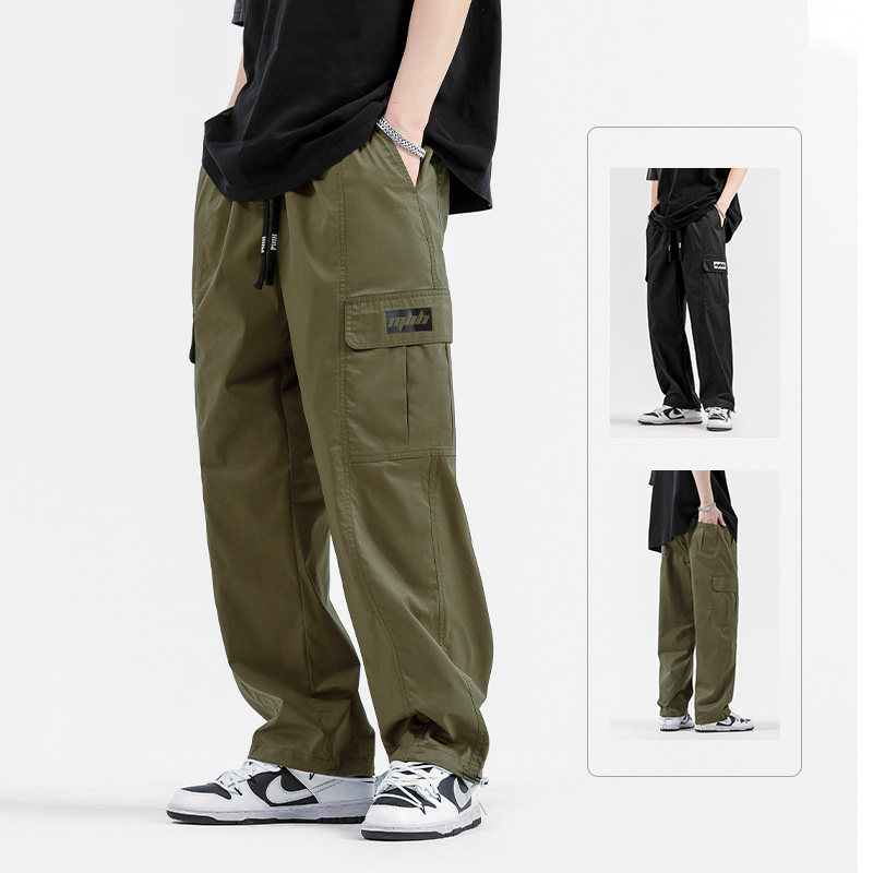 MHH casual pants summer cool military green functional overalls men's trendy brand loose logging ruffian handsome wide-leg pants