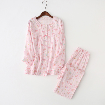 Spring and summer pure cotton gauze pajamas for women long-sleeved Japanese style cute Melody spring and autumn pure cotton thin home wear set