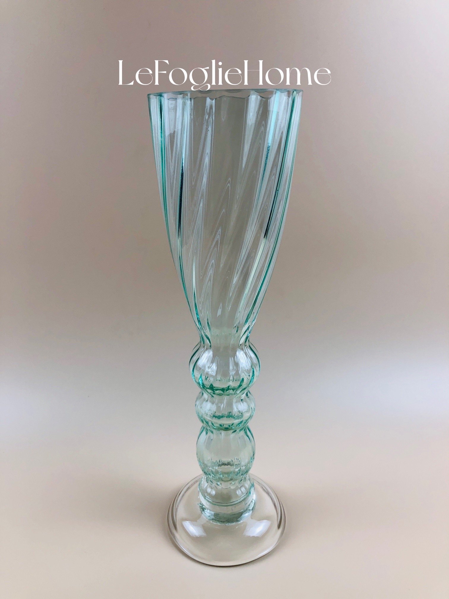 (Medieval) Vintage Medieval Glazed Candle Holder Vase Dual-use Mint Green Transparent Vase 