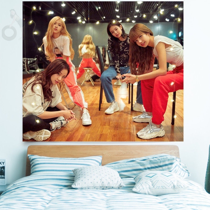 blackpink hanging fabric background cloth jisoo tapestry jennie wall cloisaros? dorm room headboard