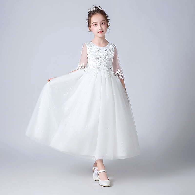 Summer Dress Girl Dress Princess Dress Female Princess Puffy Gauze Little Girl Long Sleeves Children's Foreign Pie Skirt Long Style