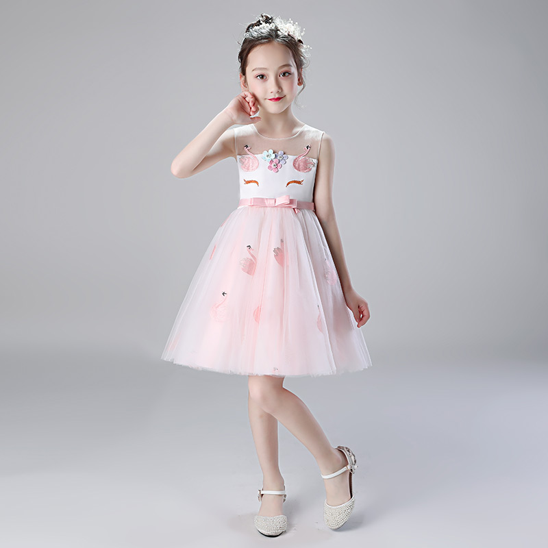 Flower girl princess dress summer little girl tutu skirt mesh birthday dress host costumes Western style children's skirt