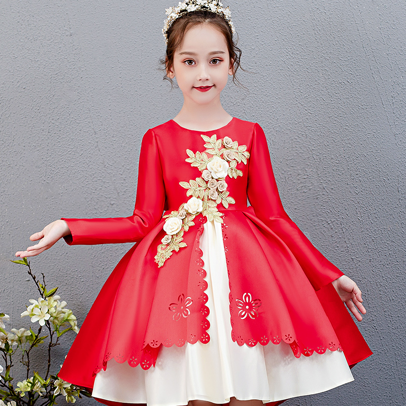 Autumn and winter clothing new 2021 girls dress princess tutu skirt little girl baby Korean version of the Western style performance clothing