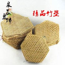 Hexagonal bamboo mat Bamboo single net Bamboo products Bamboo woven bamboo tableware Bamboo wire mesh lattice snack plate Decorative anti-stick pot pad