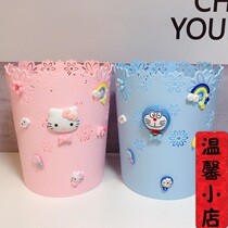 Small Number Cartoon Trash Can Creative Desktop Trash Cans Cute Cat On-board Debris Bucket Girl Hearts Lace Trash Cans