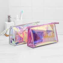 Net Red Laser Transparency Makeup Bag Woman Carry-on Portable Large Capacity Skin-care Products Cashier Bag Jelly Small Number Wash Bag