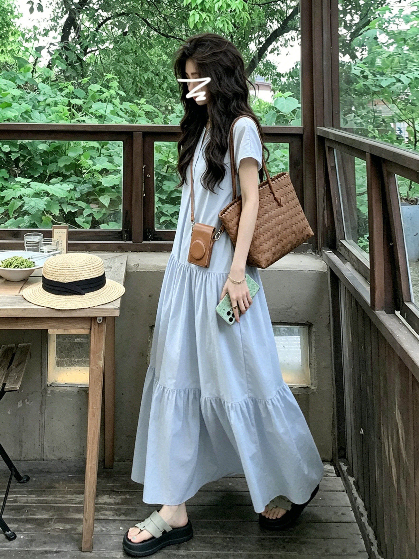 孕妇连衣裙夏装2026新款遮肚子不显怀洋气大码孕期a字长裙夏季女 — 14