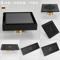 Black floor drain bathroom shower Deodorant Invisible floor drain toilet toilet sewer three-way washing machine all copper