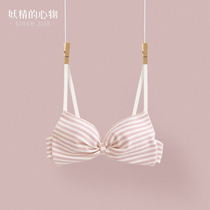 Summer thin comfortable breathable without steel ring small chest flat chest special bra set girl French triangle cup underwear