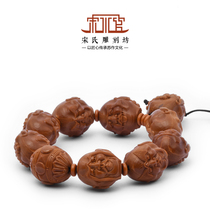 Song Shui Guan ● Jing Eighteen Arhart 1 9 Oil Core Buddha Heart Olive Nuclear Carving Strings Mens Pure Handmade Southern Workers Famous