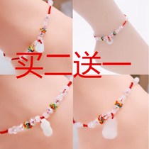 Advanced sense foot chain hand woven Korean version transfer red rope foot rope bell foot ring foot string student brief about 100 hitch