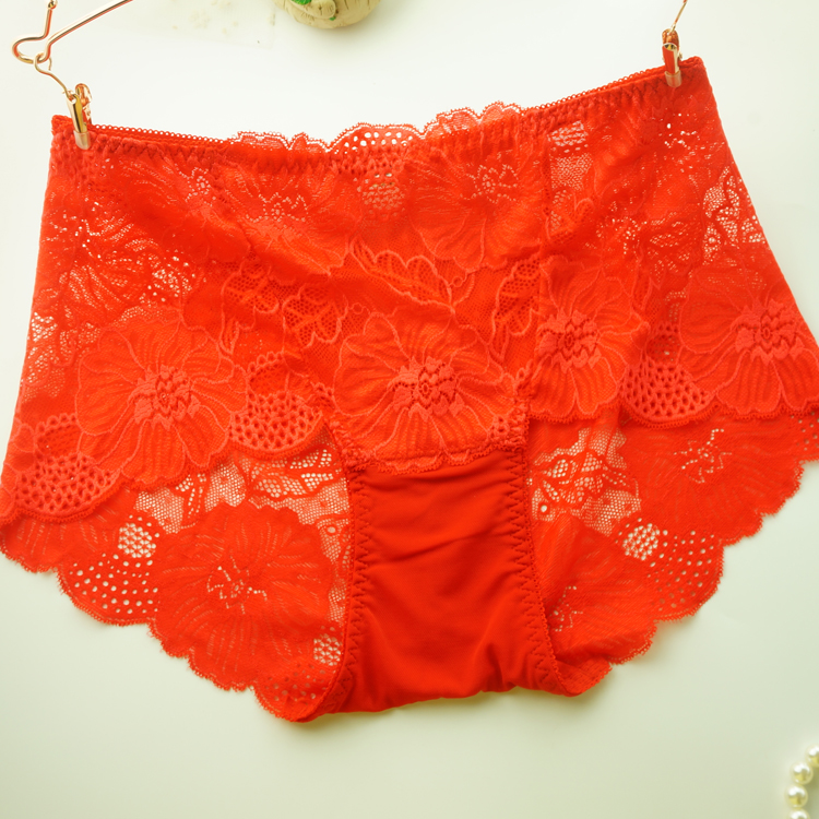 Quần lót nữ cạp cao đầy đủ ren gợi cảm trong suốt kích thước lớn quần cotton cám dỗ 裆 Mỡ MM bán buôn quần lót nữ triumph