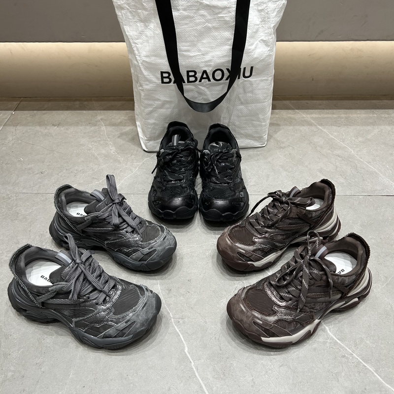 Babaoxiu Distressed Dad Sneakers for Women, 2026 Autumn New Model, Patchwork Thick-Soled Height-Increasing Versatile Casual Sports Shoes Babaoxiu Distressed Dad Sneakers for Women, 2026 Autumn New Model, Patchwork Thick-Soled Height-Increasing Versatile Casual Sports Shoes