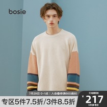 bosie striped sleeve sweater male couple female tide brand loose retro literary base contrast color long sleeves autumn 3196