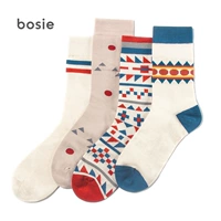 Мужские и женские модные длинные универсальные хлопковые носки Bosie со знаменитостями, повседневные носки на осень и зиму (4 пары)