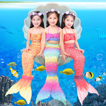 Children Mermaid Tail Clothes Skirt Princess Girls Rainbow Fish Tail Swimsuit Clothing Three Piece