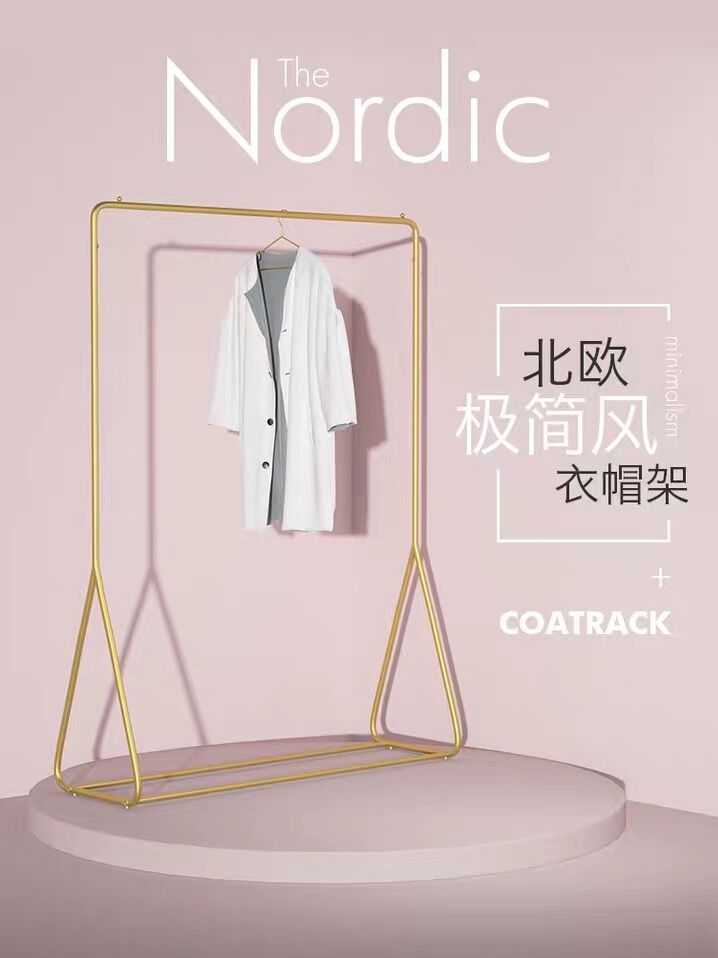 TieOU Nordic ins Wrought iron coat rack Floor-to-ceiling corner Bedroom living room Household hotel inn Bed and breakfast hanger