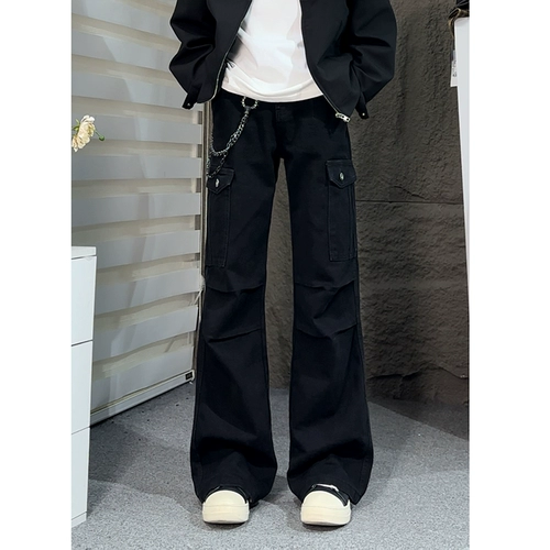 Парашютист, демисезонные штаны, в американском стиле, изысканный стиль, свободный прямой крой