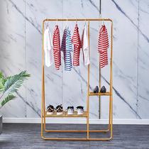 Nordic style clothes rack Gold floor-to-ceiling light luxury clothes rack Home bedroom drying rod Balcony storage hanger