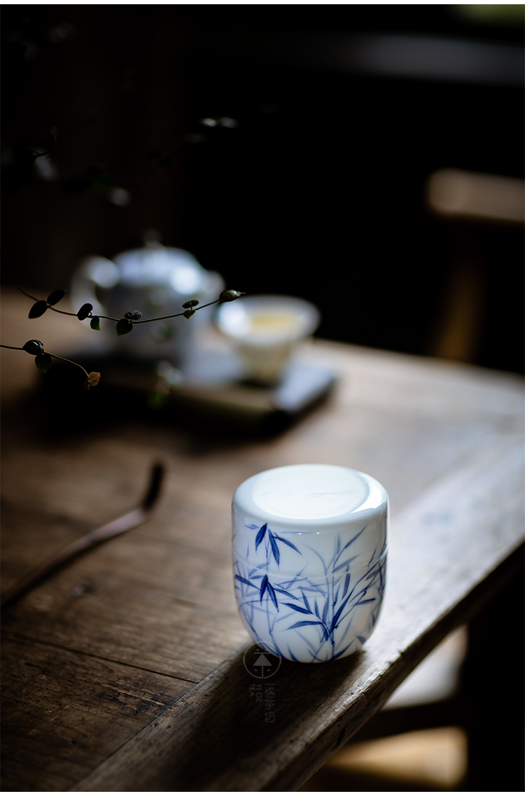 Vegetation school white porcelain hand - made caddy fixings wake receives ceramic tea store receives little black tea pu 'er tea storehouse to wake